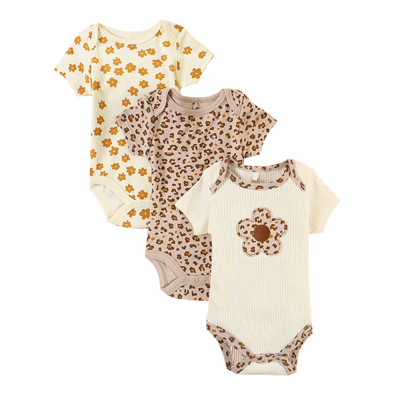 Infant And Toddler Cartoon Embroidered Romper Set Newborn Three-Piece Kit
