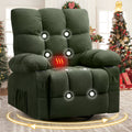 Massage Swivel Recliner Chair with Vibration Massage and Lumbar Heating - Green or Brown