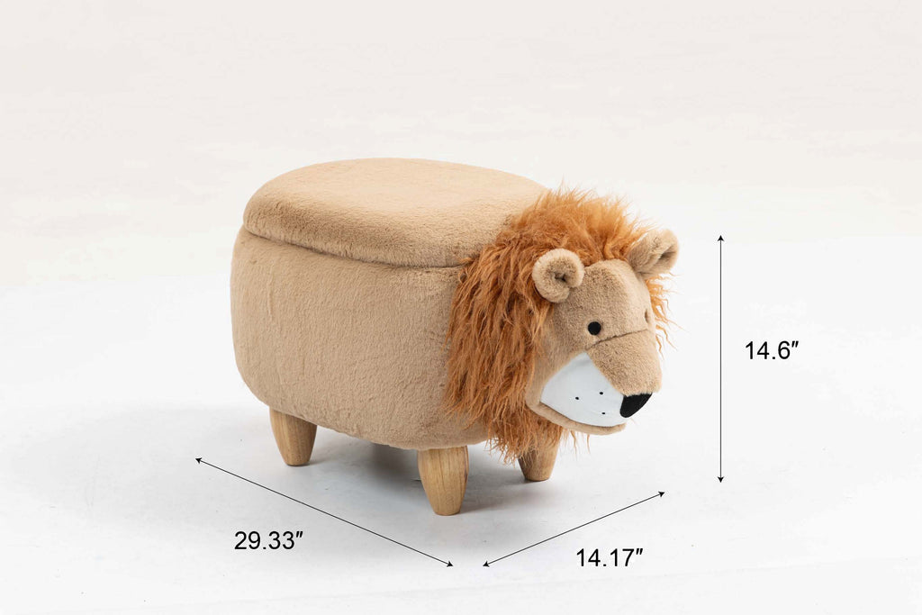 Luke the Lion Storage Ottoman with Hidden Storage - Faux Fur