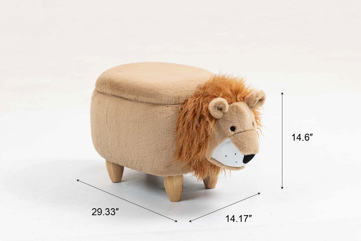 Luke the Lion Storage Ottoman with Hidden Storage - Faux Fur
