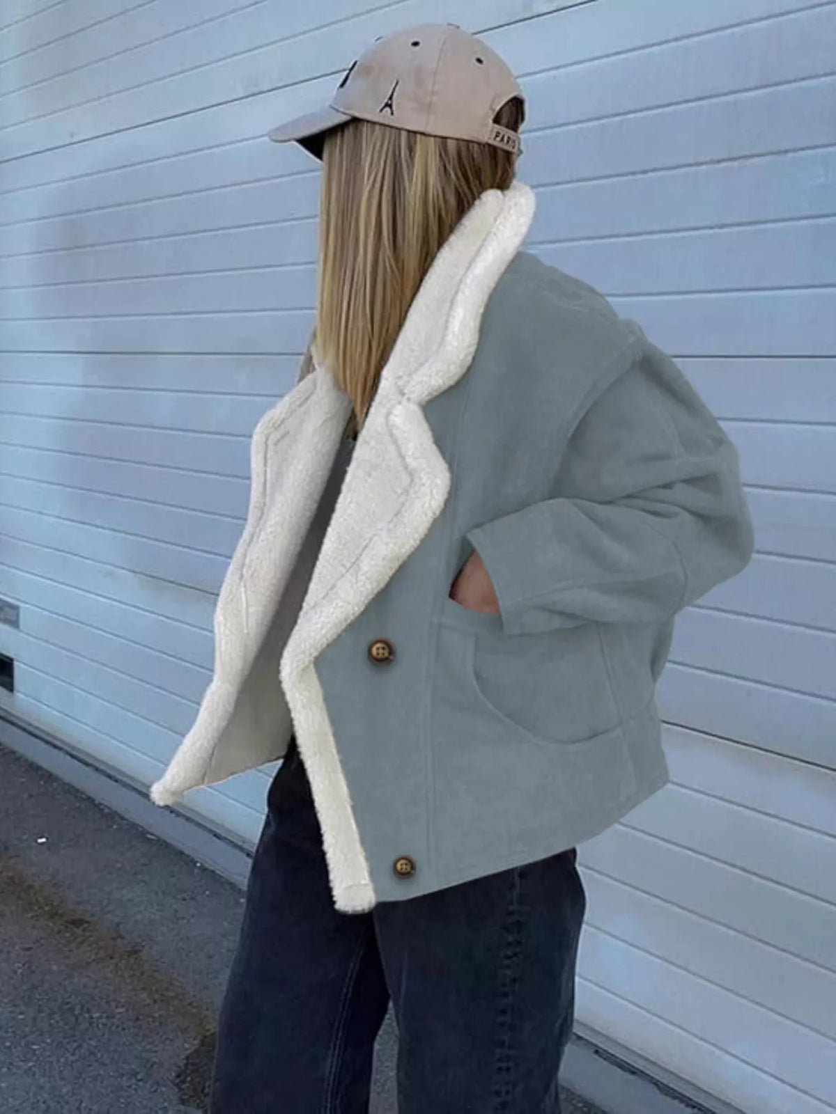 Plush Lined Dropped Shoulder Outerwear