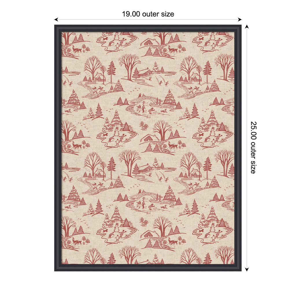 Framed Fabric Magnetic Board Wonderland Red Toile Wall Organization