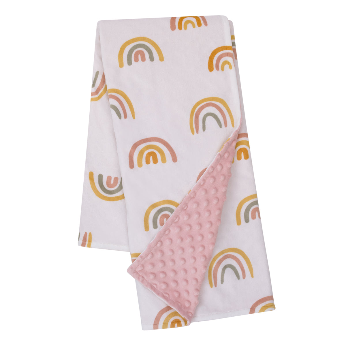 Rainbow White, Pink, and Gold Super Soft Baby Blanket