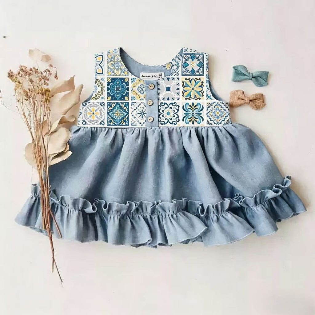Girls Baby Outfit Sleeveless Vest With Ruffled Shorts