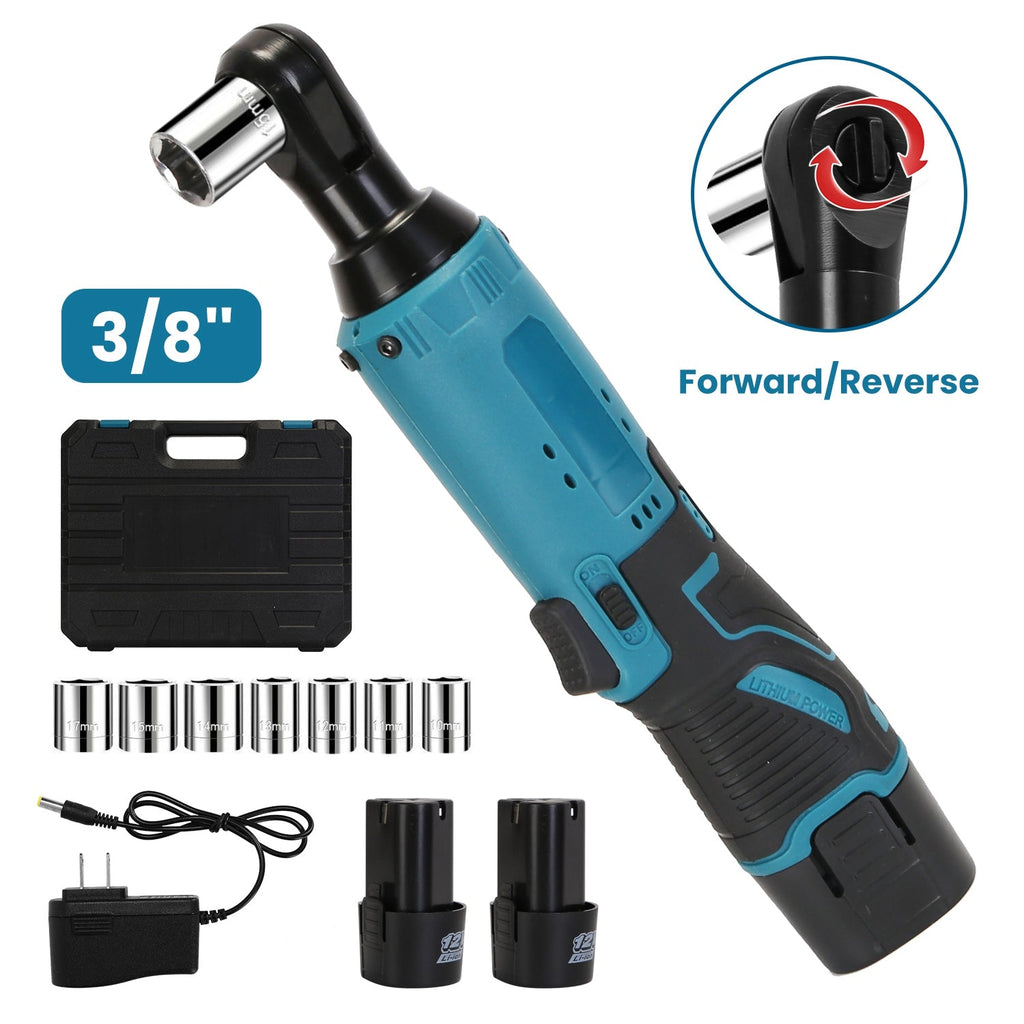 Cordless Electric Ratchet Wrench Set with 7 Sockets