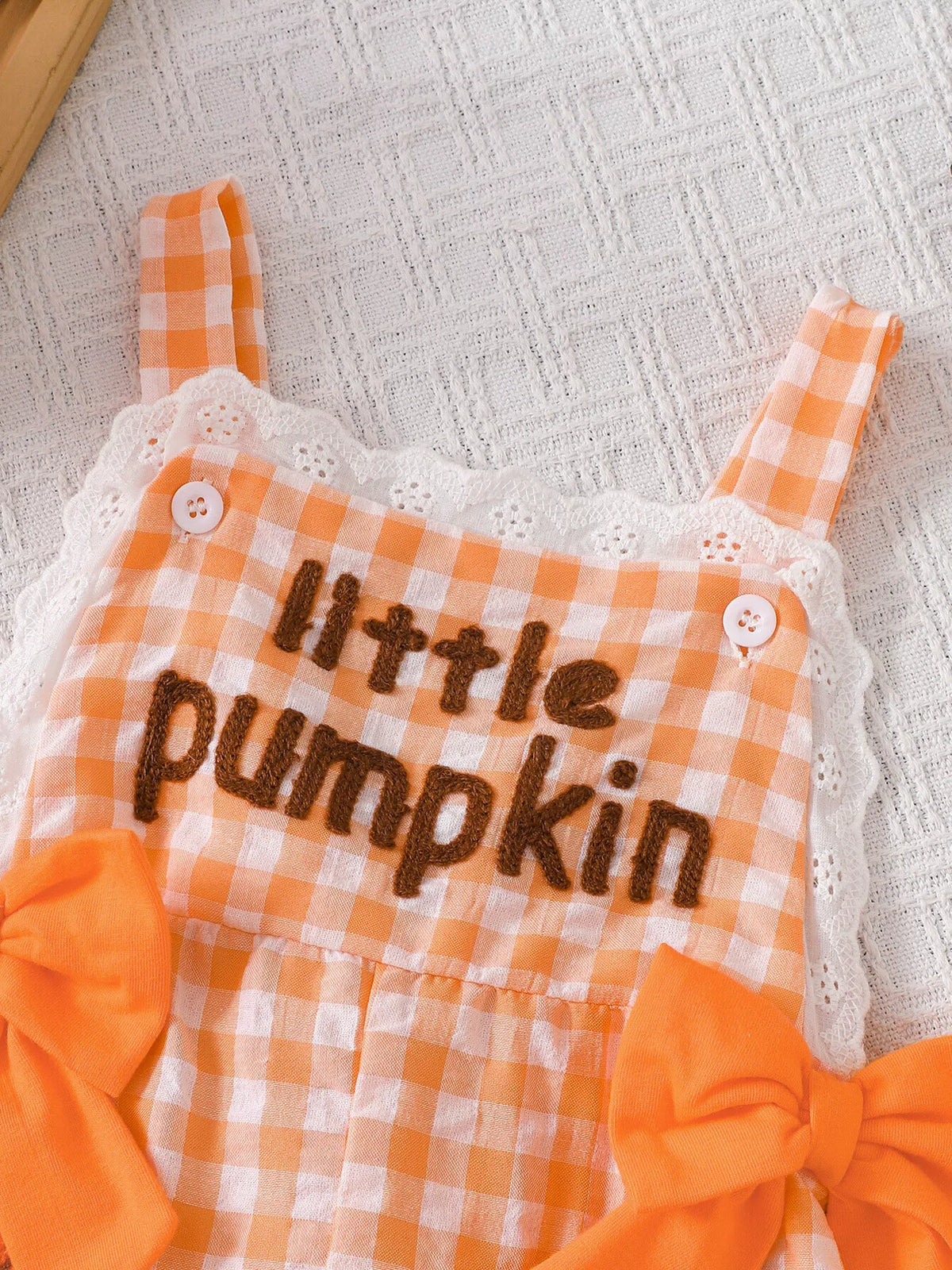 Children's Little Pumpkin Gingham Ruffle Hem Jumpsuit