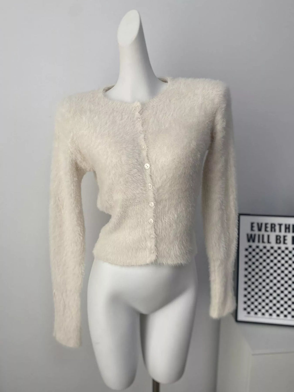 Soft Fuzzy Button-Down Cropped Cardigan