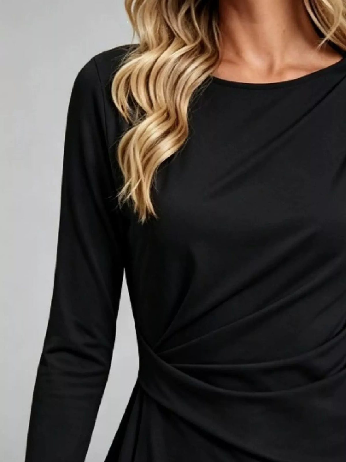 Ruched Waist Long Sleeve T-Shirt