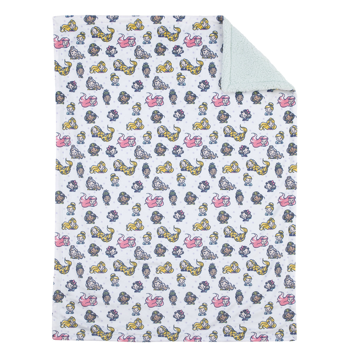 Princess White, Pink, Yellow, and Lavender Dot Super Soft Baby Blanket with Sherpa Back
