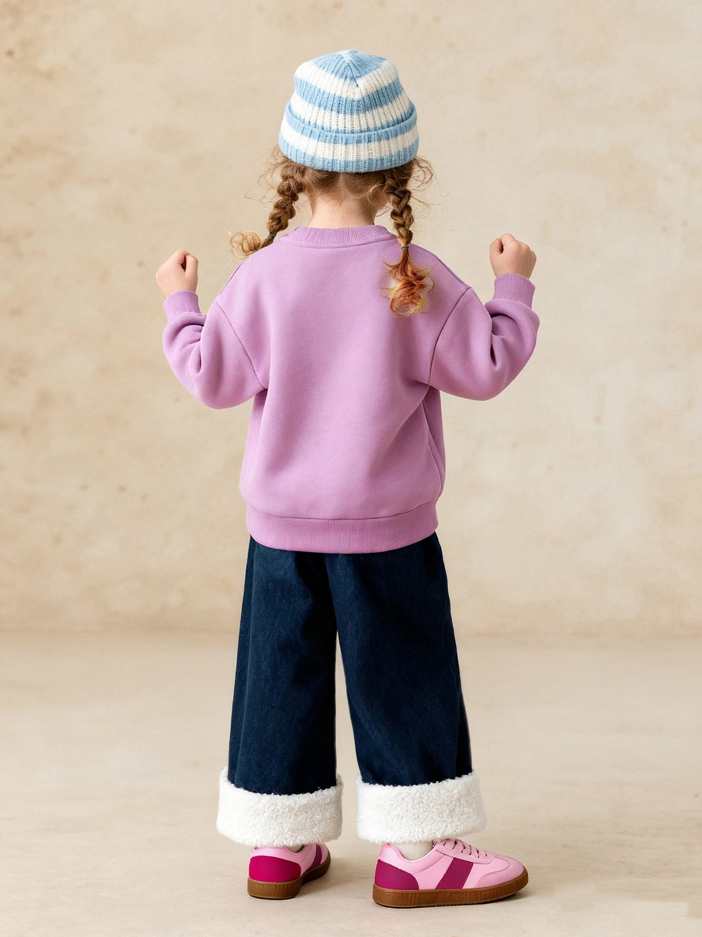 Brushed Versatile Casual Straight-leg Denim Jeans For Girls