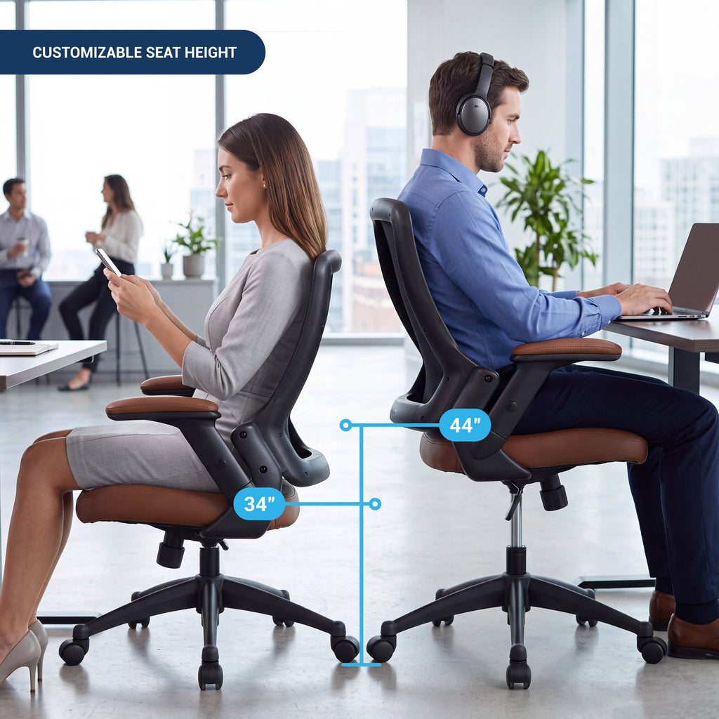 Techni Mobili Mid-Back Mesh Task Office Chair with Height Adjustable Arms
