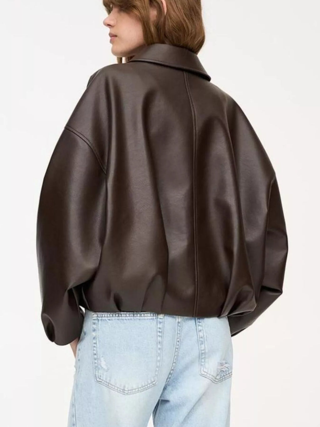 Faux Leather Zip Up Jacket