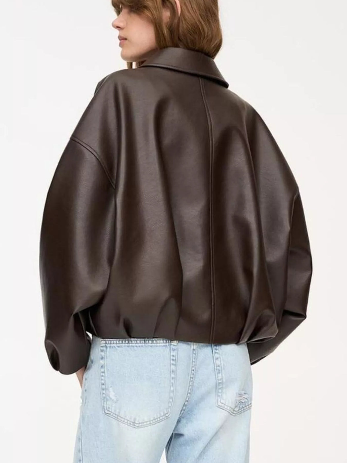 Faux Leather Zip Up Jacket