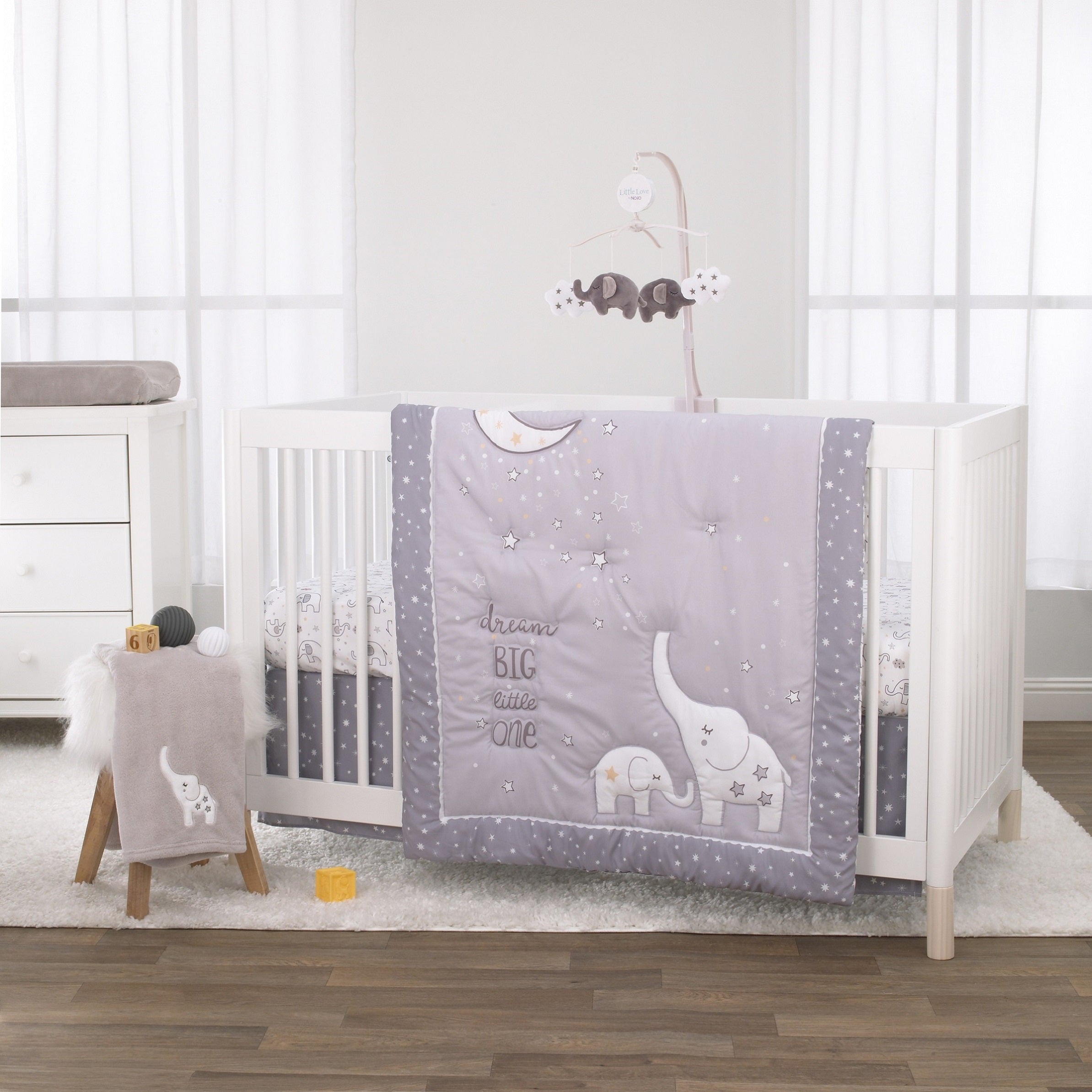 Little Love by NoJo Dream Big Little Elephant Grey Super Soft Changing Pad Cover