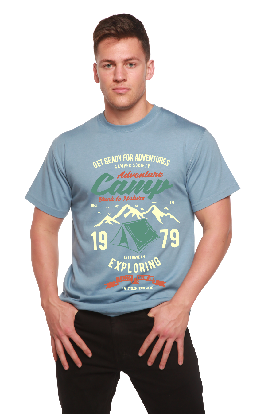 Camp Adventure Men's Bamboo Viscose/Organic Cotton Short Sleeve Graphic T-Shirt