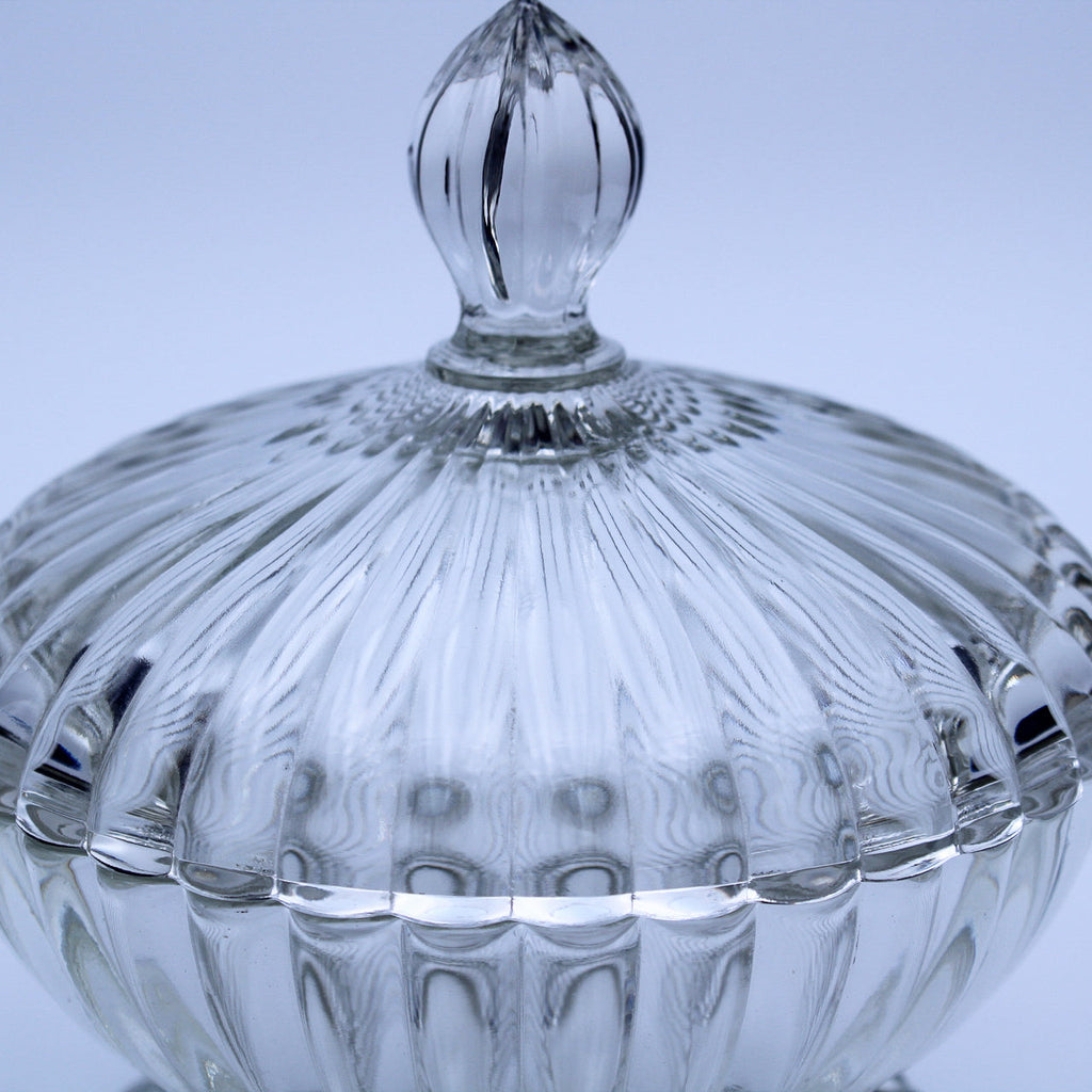 Jeannette Glass National Footed Candy Dish - Clear Pressed Glass