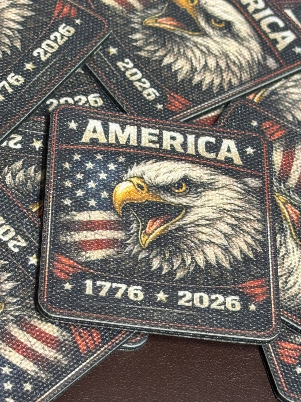 Canvas - Eagle Head - American Flag - 250 Years - UV Printed Hat Patch