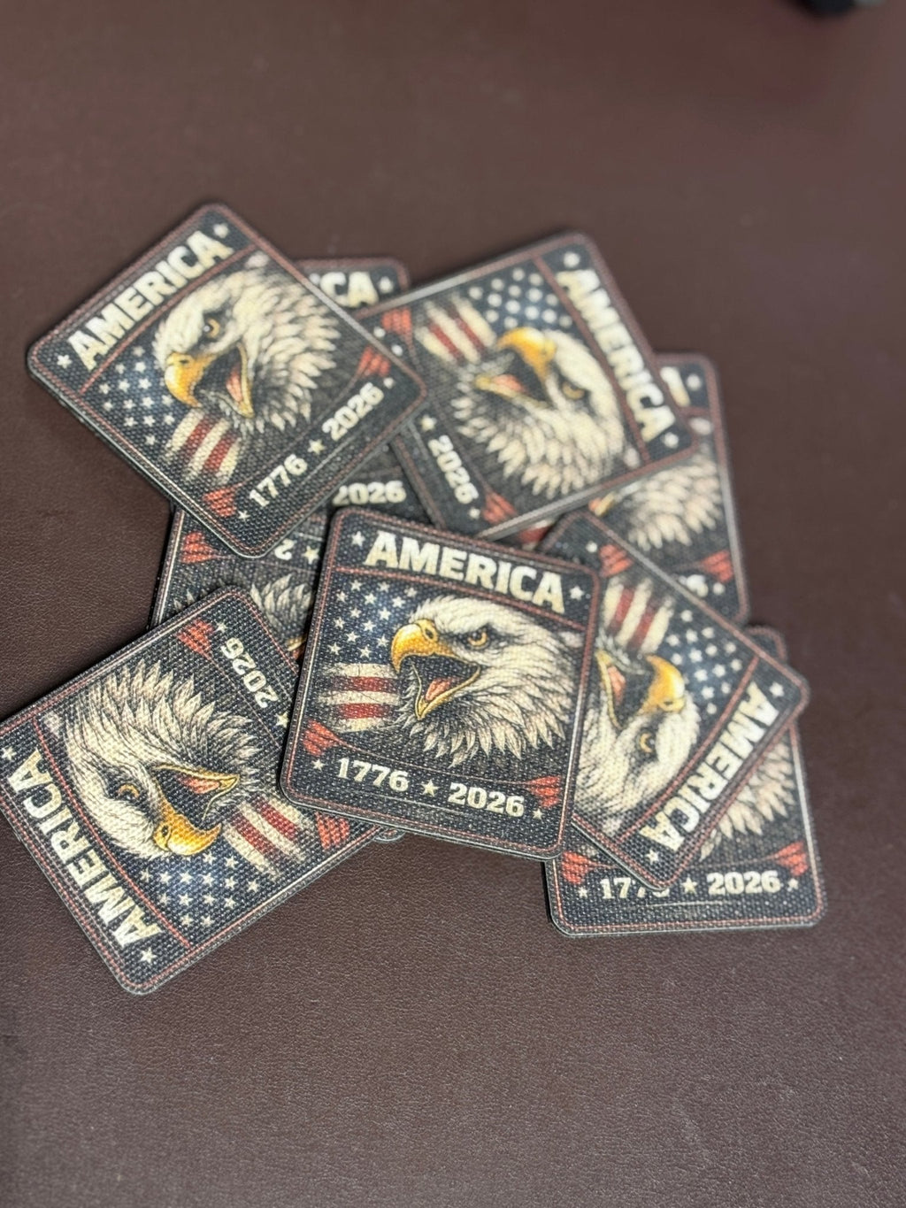 Canvas - Eagle Head - American Flag - 250 Years - UV Printed Hat Patch