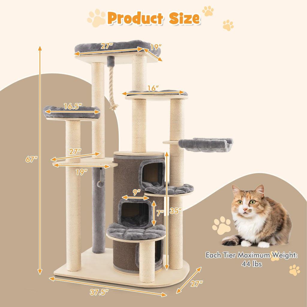 Multi-Level Cat Tree with 3-story Cat Condo