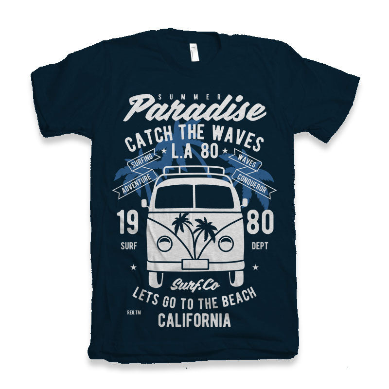 Catch The Waves Men's Bamboo Viscose/Organic Cotton Short Sleeve Graphic T-Shirt