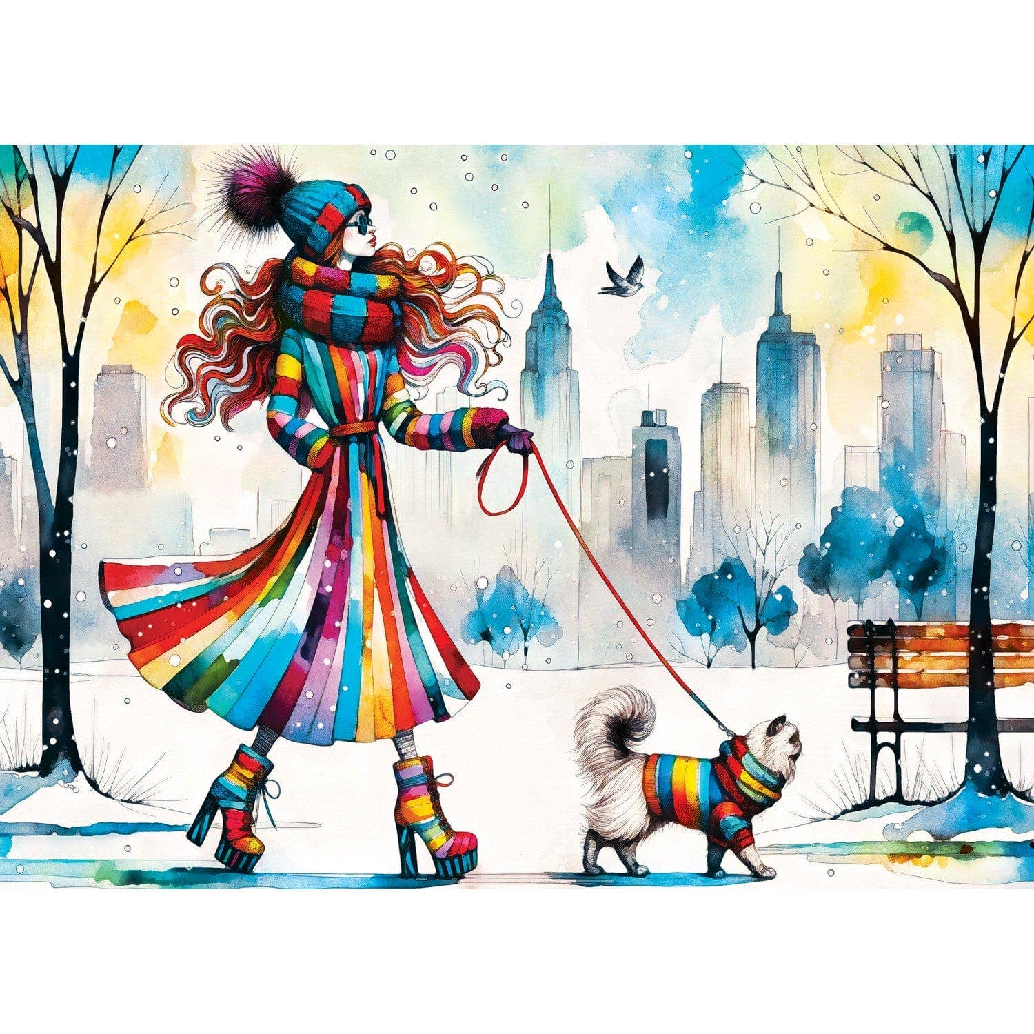 Catwalk Couture - Fashionista and Feline 1000 Piece Jigsaw Puzzle by Masterpieces Puzzles