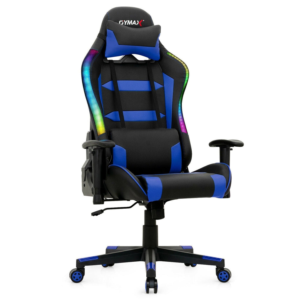Adjustable Swivel Gaming Chair with LED Lights and Remote
