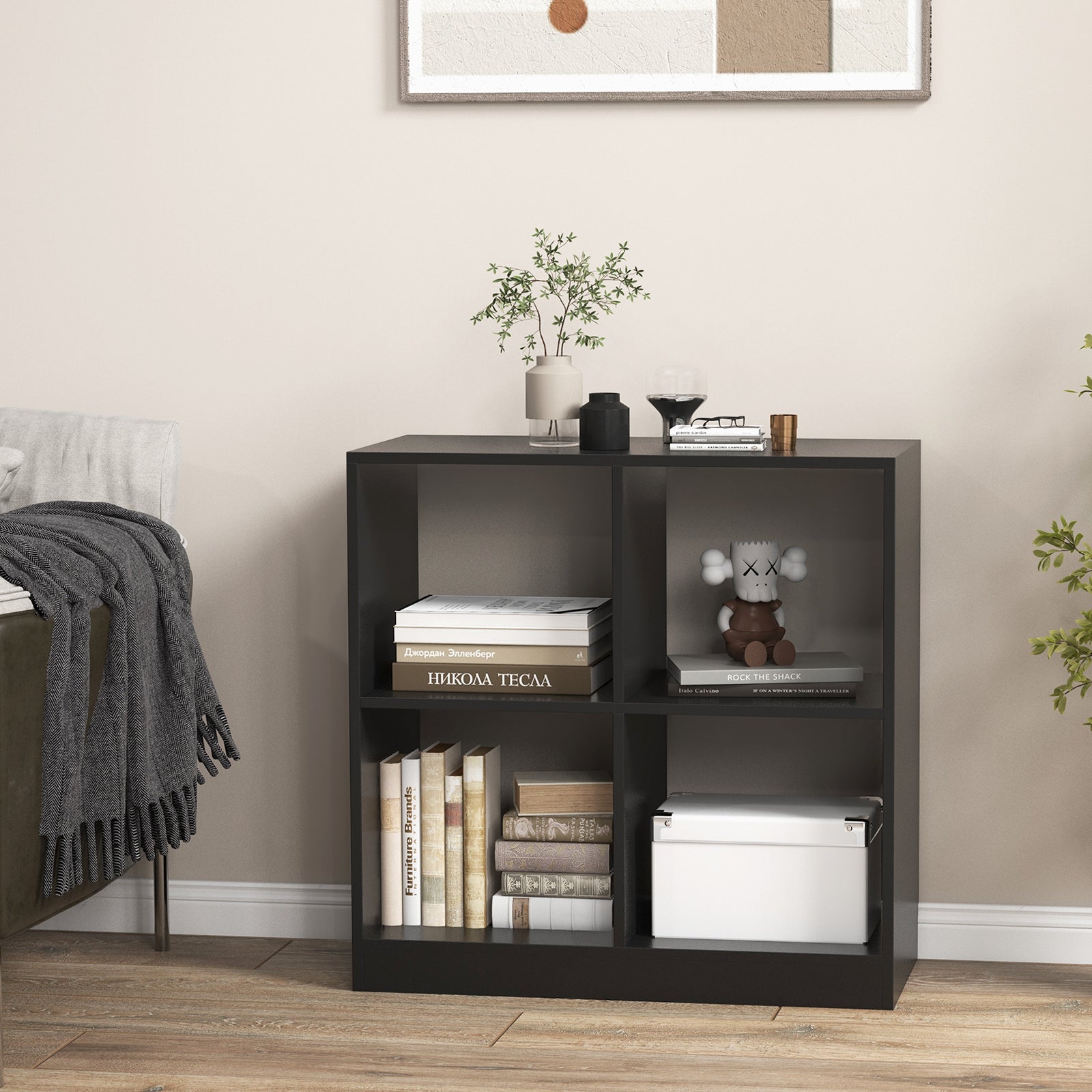 4-Cube Kids Bookcase with Open Shelves