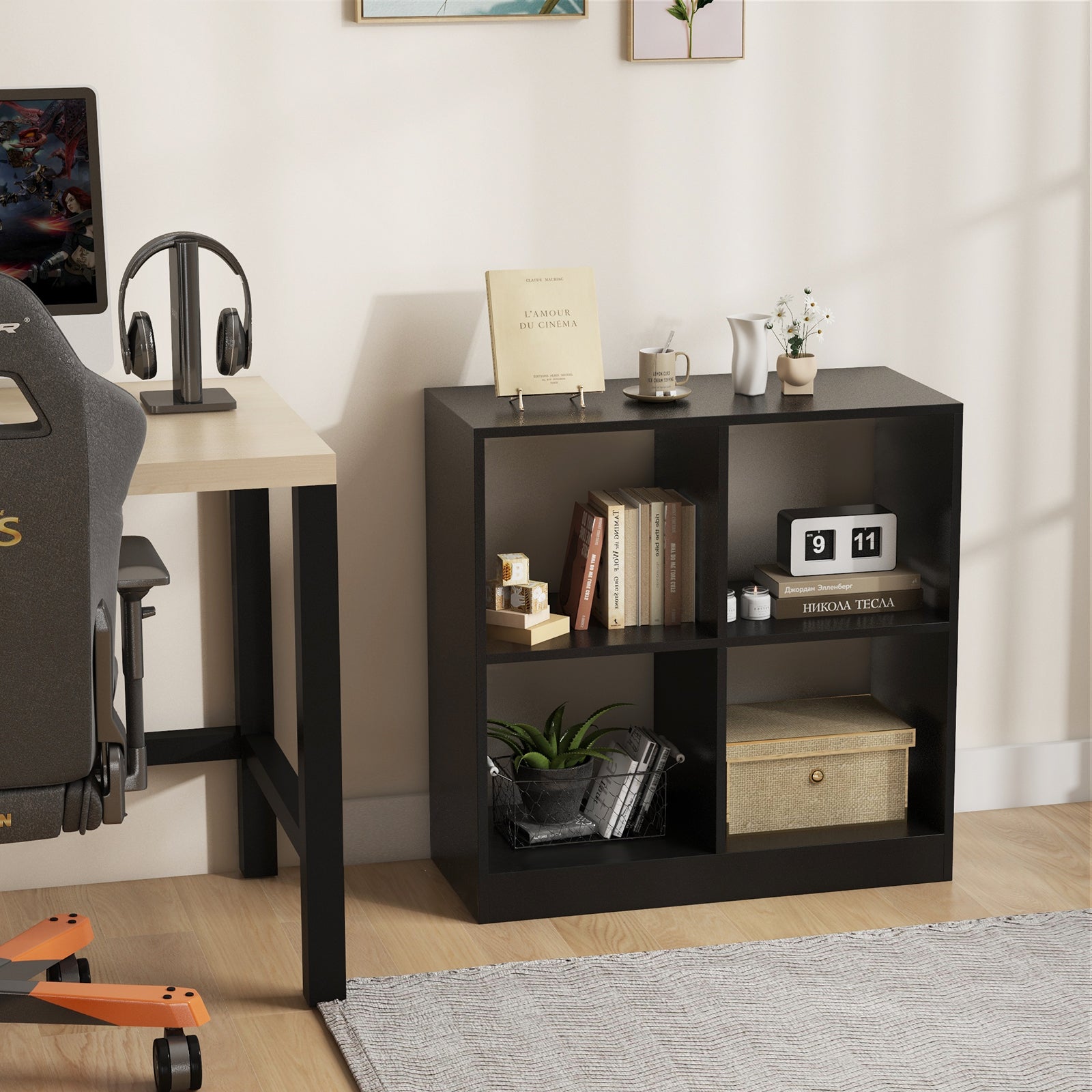 4-Cube Kids Bookcase with Open Shelves