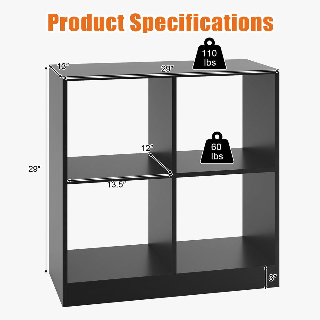 4-Cube Kids Bookcase with Open Shelves