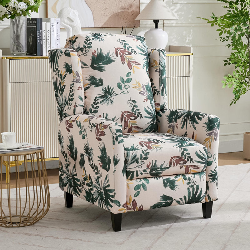 Floral Print Recliner Chair with Padded Arms - Multicolor