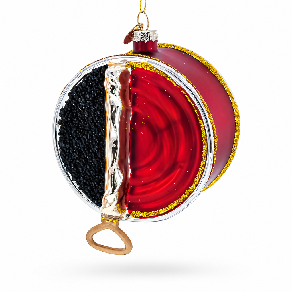 Premium Caviar Tin Glass Christmas Ornament