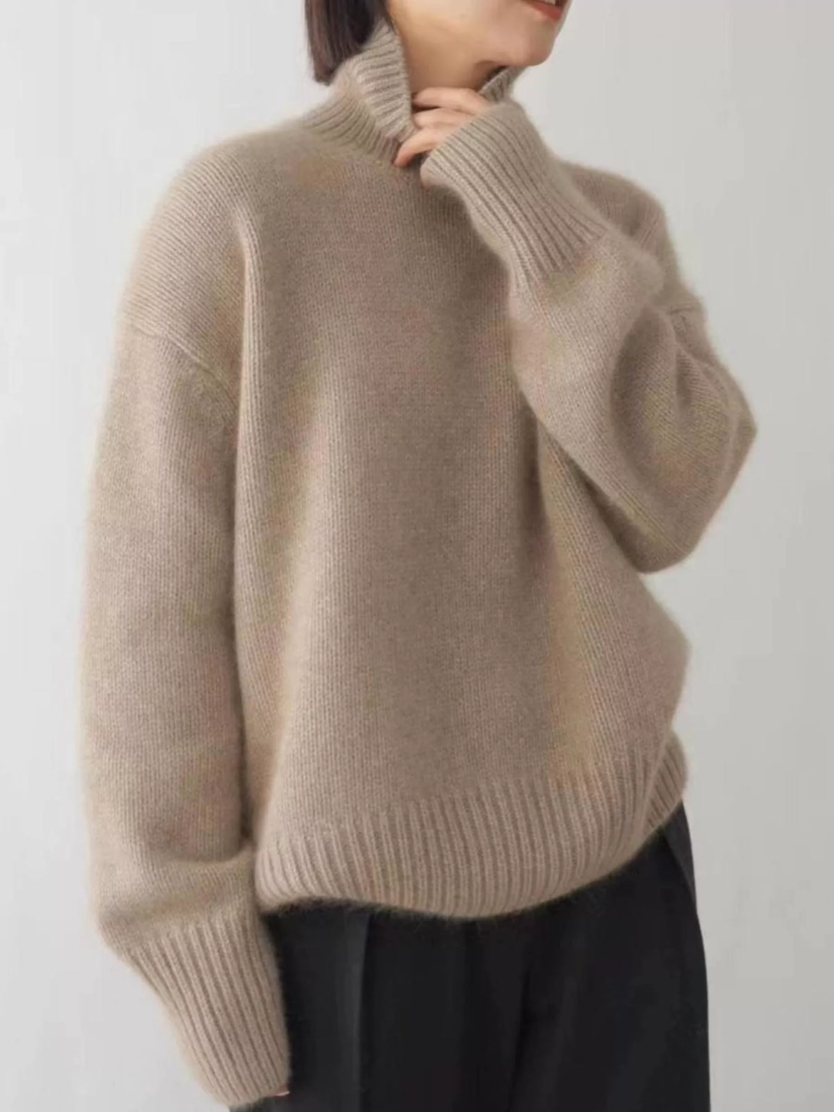 Turtleneck Dropped Shoulder Sweater