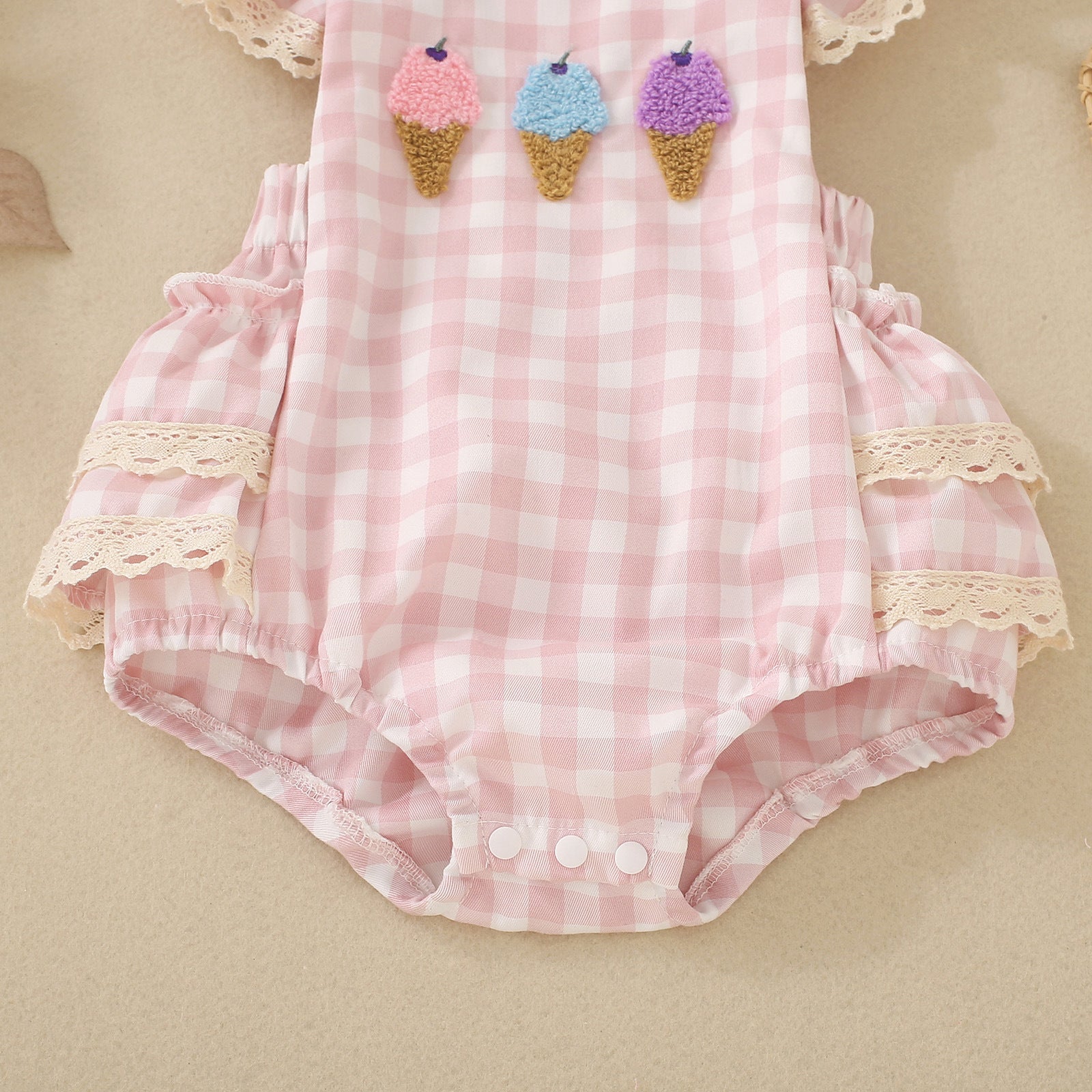 Summer Strap Jumpsuit Plaid Girls Romper