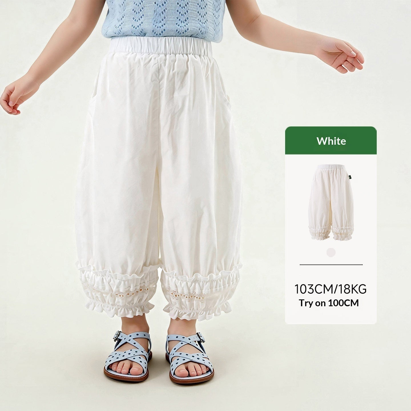 Kids Casual Pants Double-layered Lace-trimmed Ruffle Bloomers