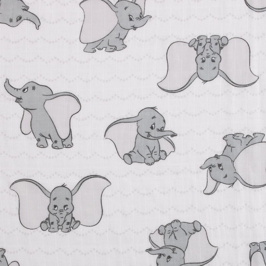 Disney Dumbo Gray and White 3 Piece Muslin Swaddle Baby Blanket Set