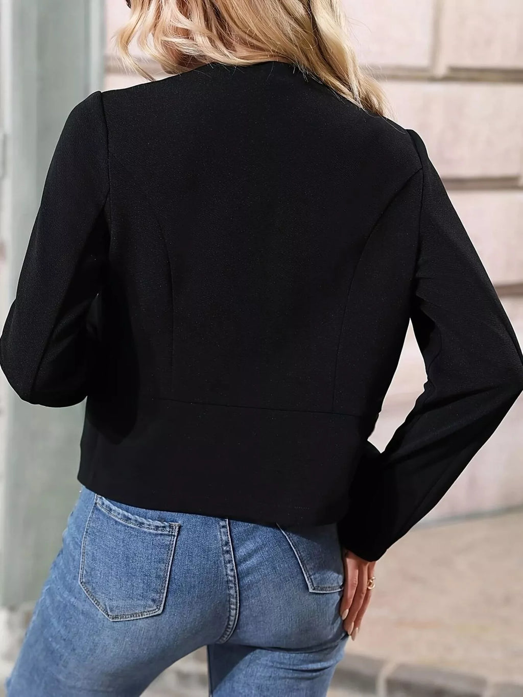 Minimalist Open-Front Cropped Blazer