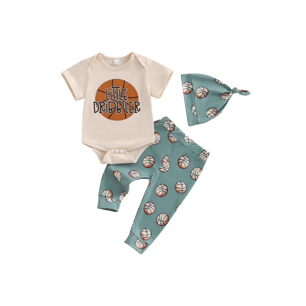 Childrens Basketball Onesie And Long Pants 3-piece Set