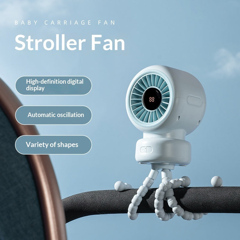 Baby Stroller Fan With A Swiveling Head Function
