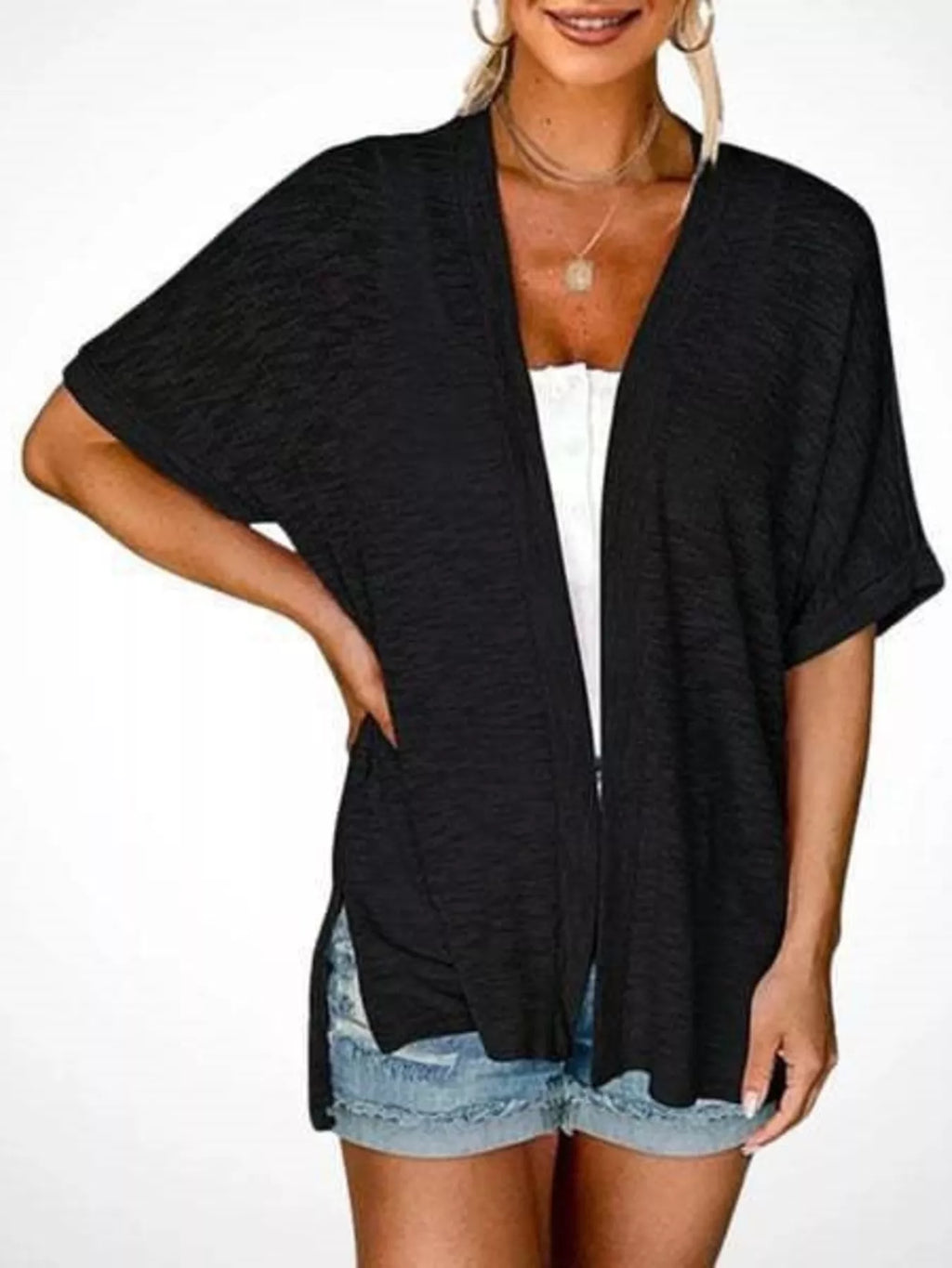 Side Sit Open Front Cardigan