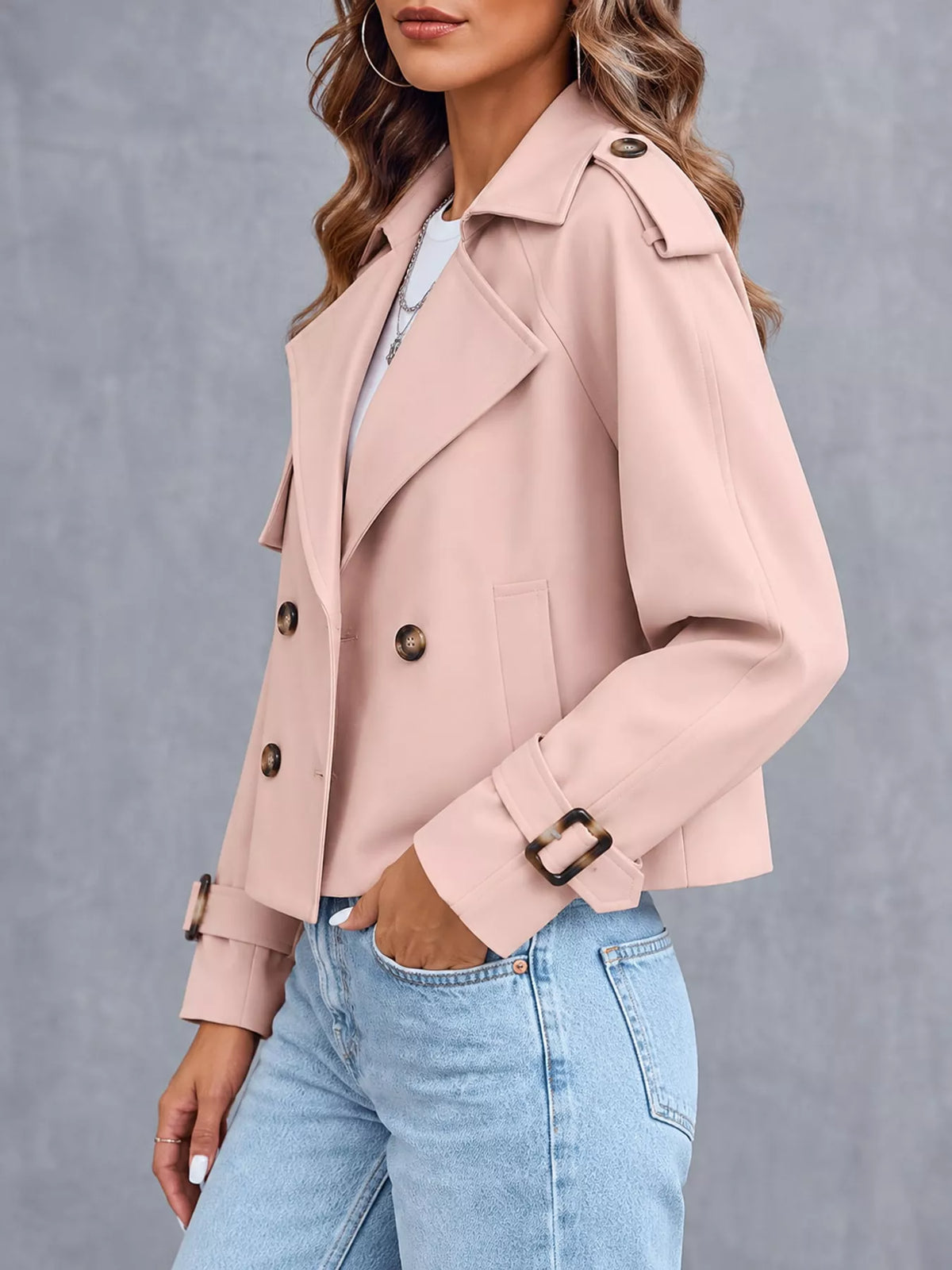 Double-Breasted Cropped Trench Outerwear