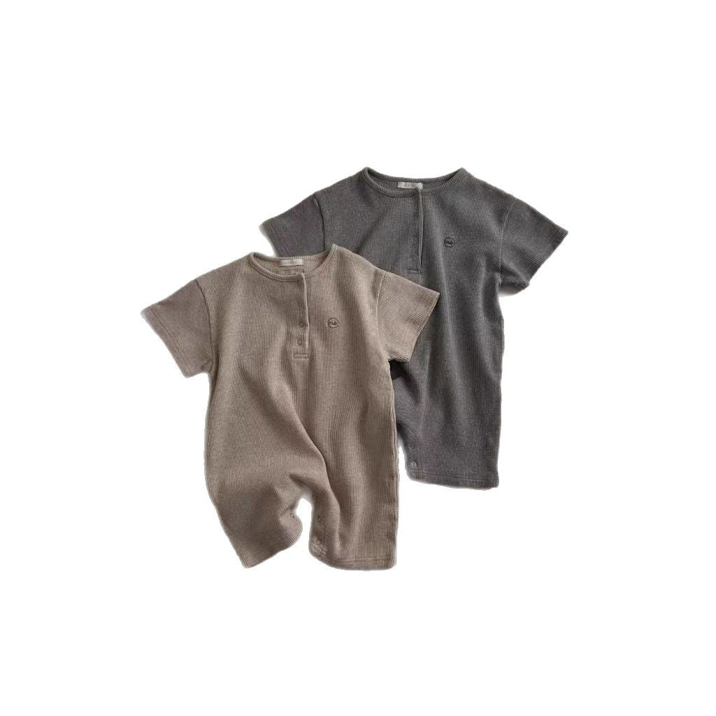 Simple Crew-neck Short-sleeve Jumpsuit For Baby Boys