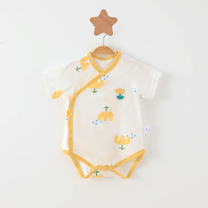 Simple Cartoon Print Summer Baby Rompers Girls Clothing