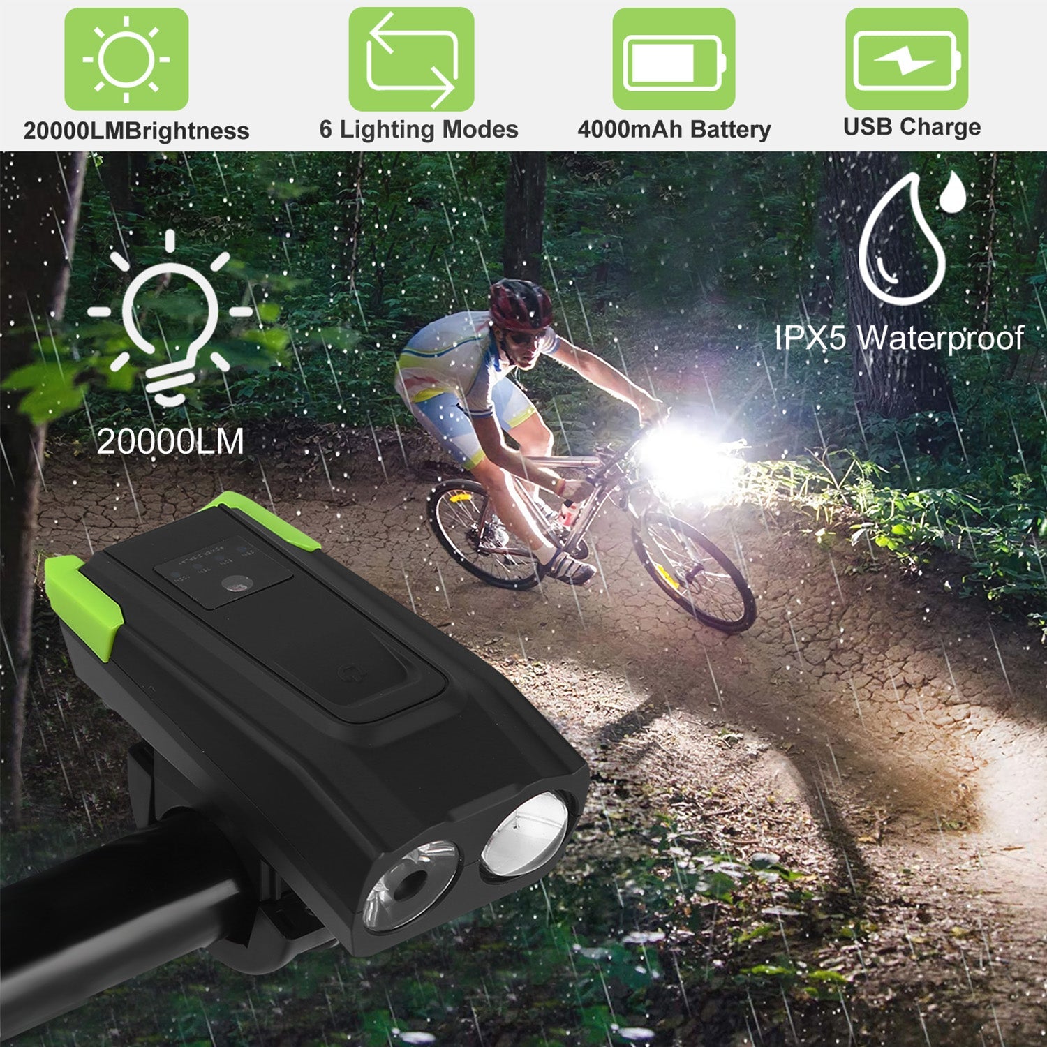 Bike Front Light Set with Horn for Night Riding
