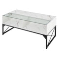 Center Table with Faux Marble and Tempered Glass Top