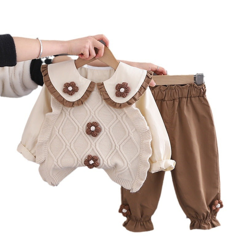 Baby Girl Spring Outfit Set Stylish Childrens Sweater Vest
