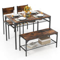 Industrial Style Rectangular Kitchen Table with Bench and Chairs