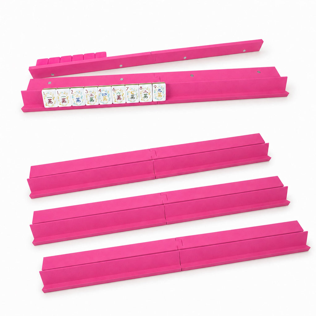 American Mahjong Rack Set With Magnetic Pusher, 4 Racks And 1 Snap-On Wall Builder & Discard Pusher, 3D Printed Mahjong Game Accessory