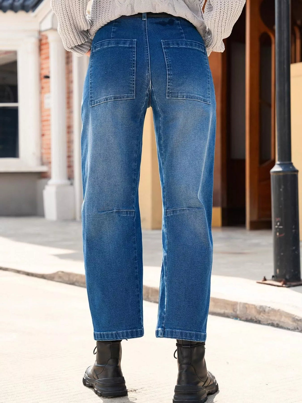 Wide-Leg Jeans with Patch Pockets