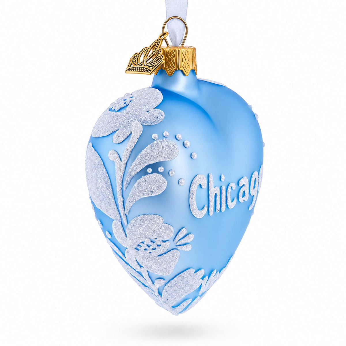Chicago Glass Heart Christmas Ornament