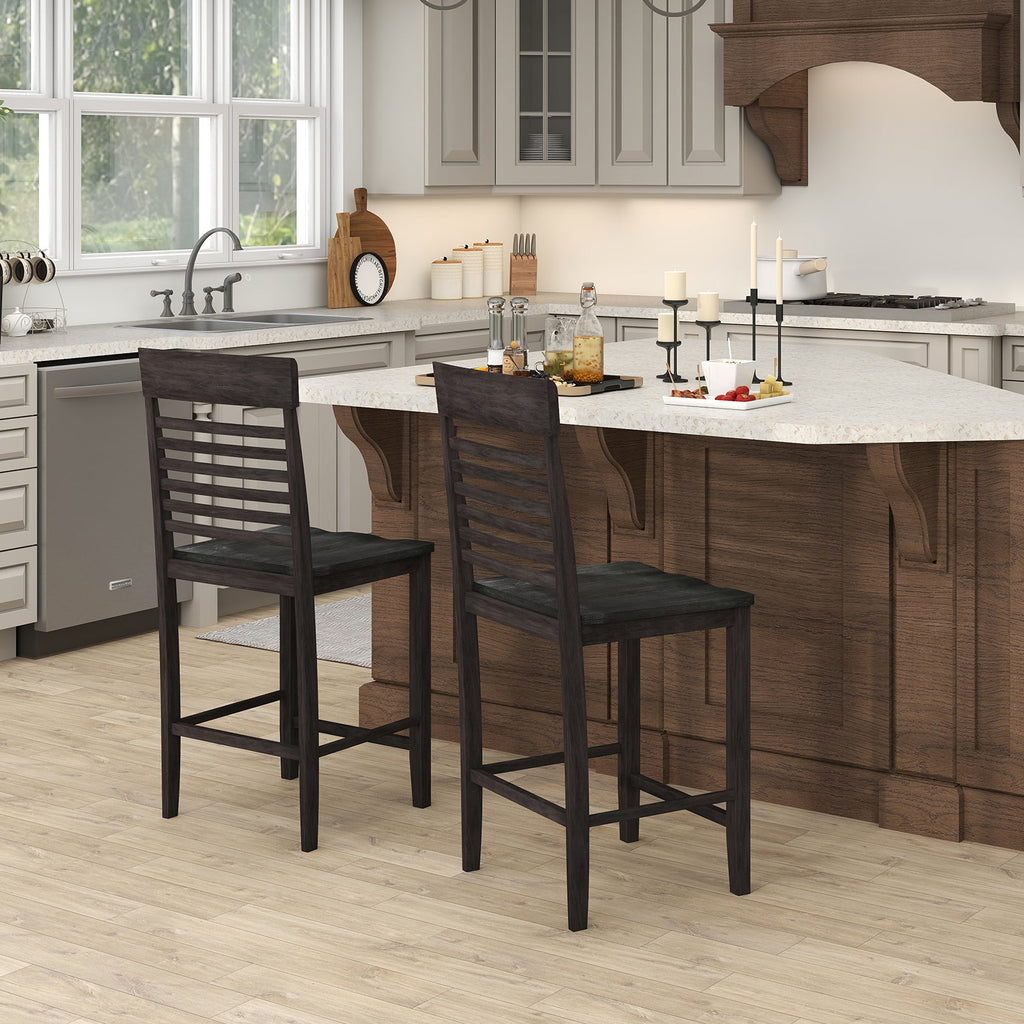 Dining Chair Set of 2 with Footrests and Solid Wood Frame